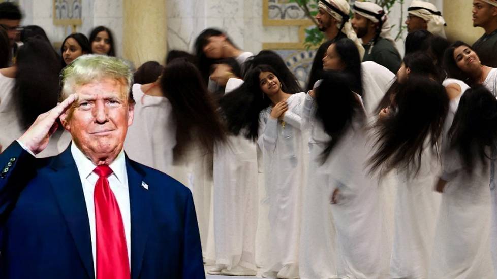 Dàn thiếu nữ UAE hất tóc chào đón Tổng thống Donald Trump