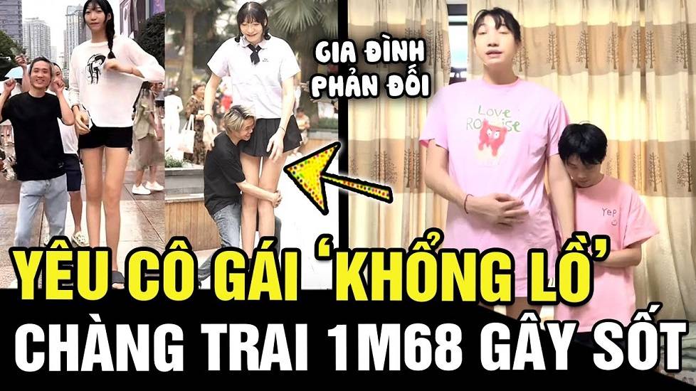 Chàng trai 1m68 yêu cô gái "khổng lồ" cao 2m2 gây bão TQ