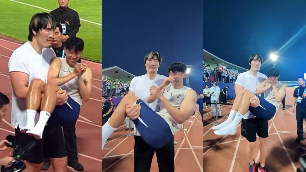 Son Heung Min bị 'người khổng lồ' MMA bế bổng gây sốt MXH