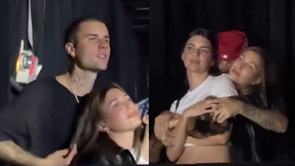 Lộ clip Justin Bieber vừa ôm vợ vừa ôm Kendall Jenner gây tranh cãi